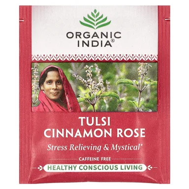Фото товара: Чай Organic India Tulsi Cinnamon Rose Caffeine-Free, 18 чайных пакетиков, 32.4 г