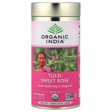 Фото товара: Чай Organic India Tulsi Sweet Rose Caffeine Free, 100 г