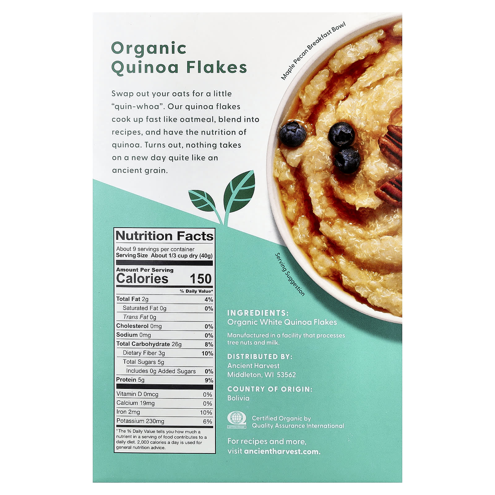 Хлопья Ancient Harvest Organic & Hot Quinoa Flakes, 340 г — фото 2