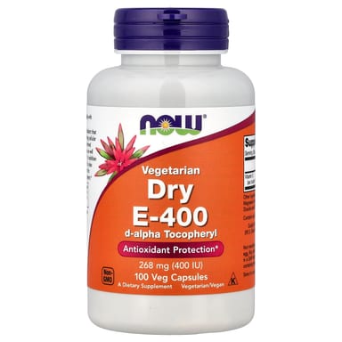 Витамин E NOW Foods Vegetarian Dry E-400, 400 МЕ, 268 мг, 100 растительных капсул