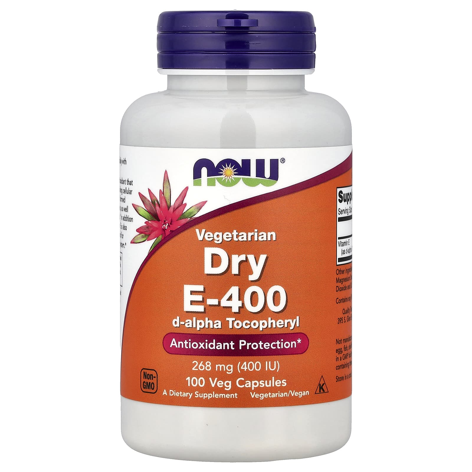 Витамин E NOW Foods Vegetarian Dry E-400, 400 МЕ, 268 мг, 100 растительных капсул — фото 2