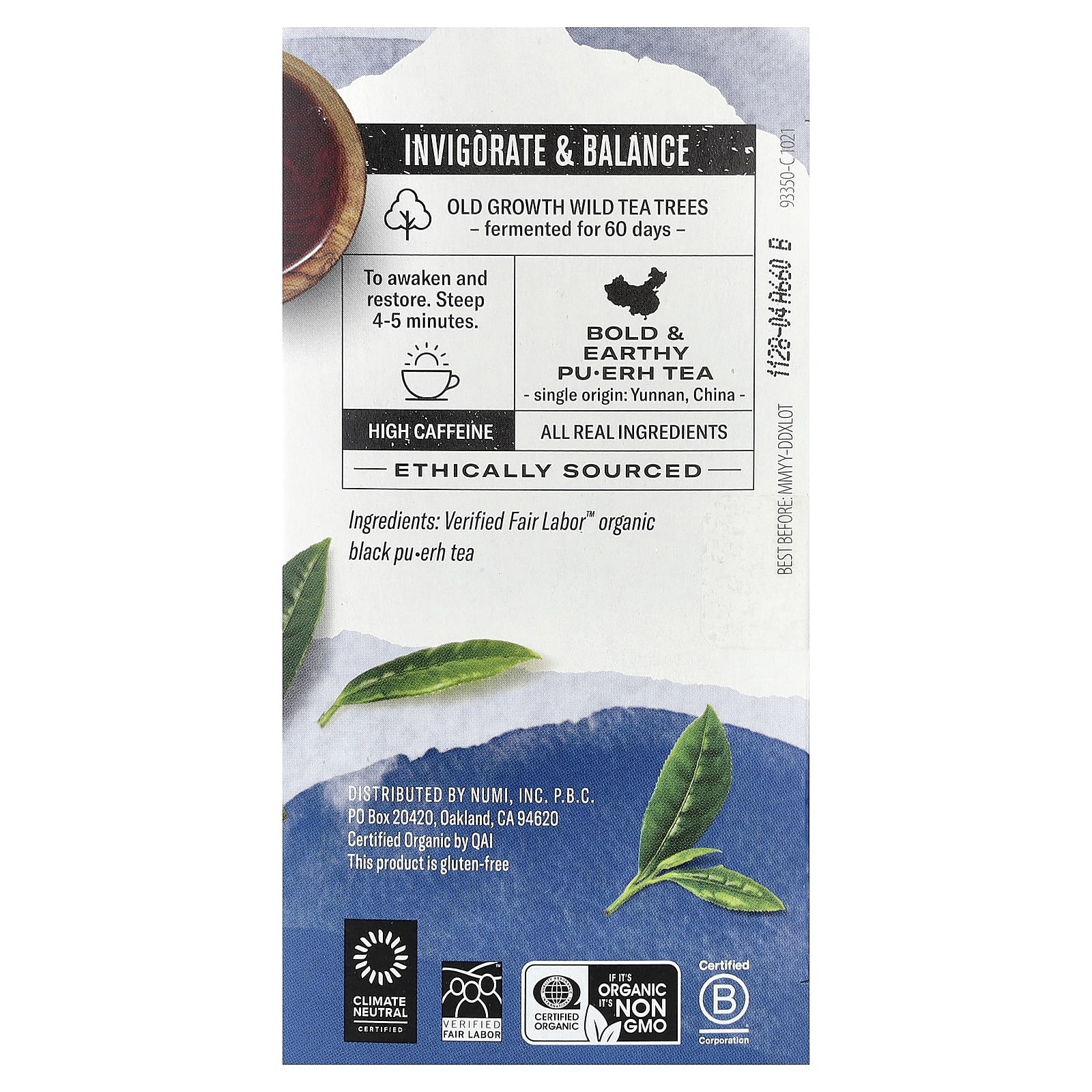 Чай Numi Tea Organic Pu-Erh Emperor's Pu-Erh, оттенок 16 Tea Bags, 32 г, чайные пакетики — фото 3