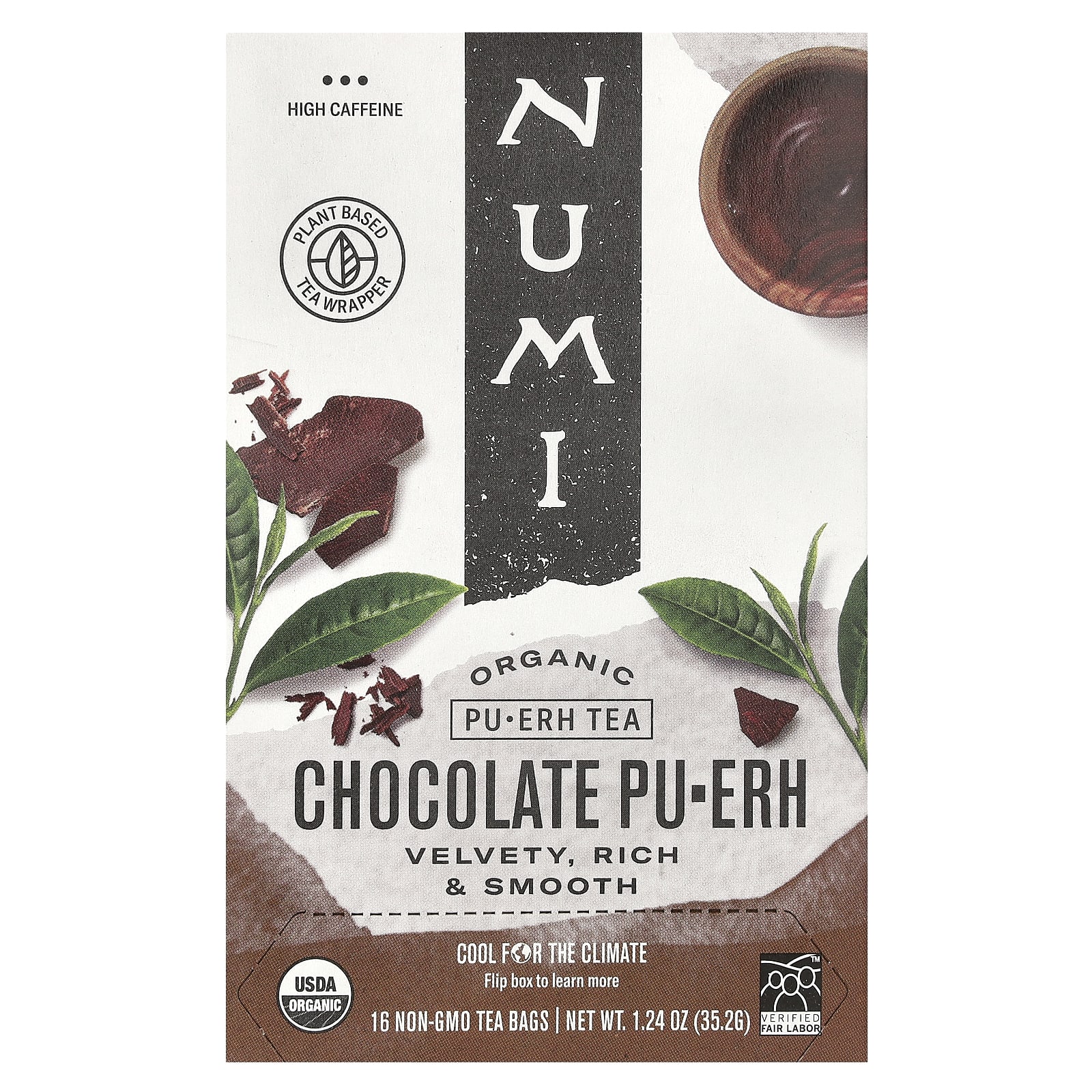 Шоколад Numi Tea Organic Pu-Erh Tea Pu-Erh, оттенок 16 Non-GMO Tea Bags, 35.2 г, чайные пакетики — фото 2