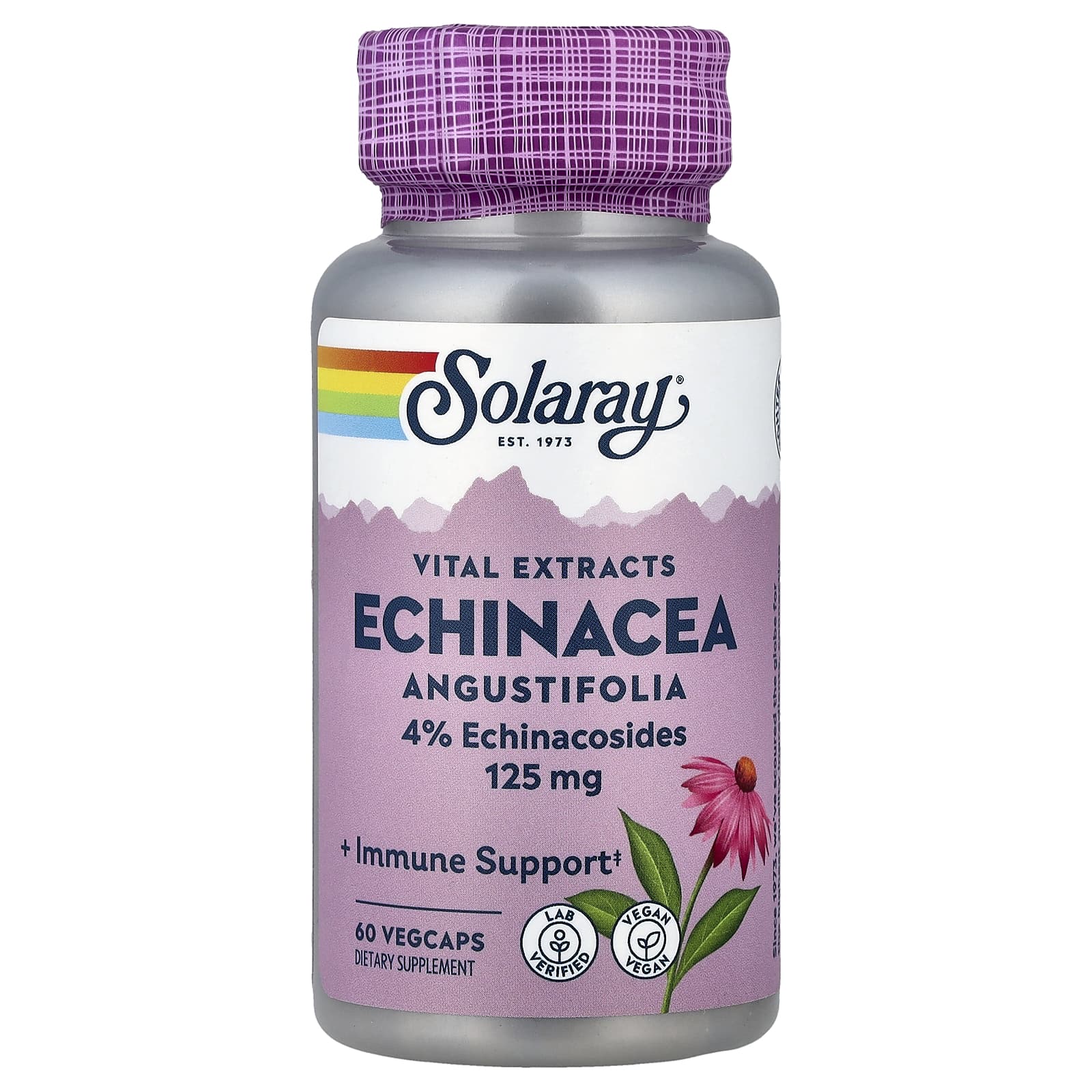Эхинацея Solaray Vital Extracts Angustifolia, 60 растительных капсул