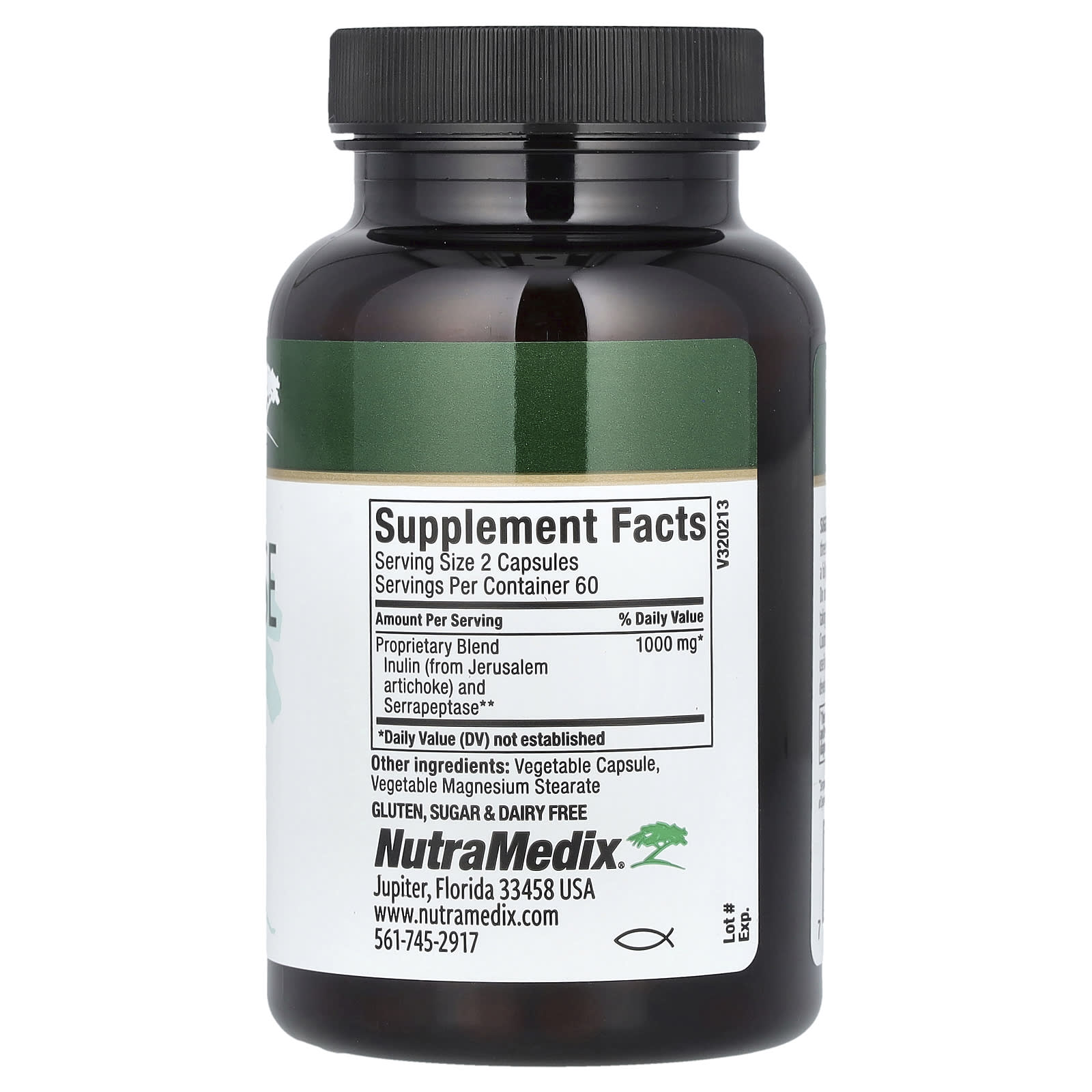 Серрапептаза NutraMedix with Inulin, 500 мг, 120 растительных капсул — фото 2