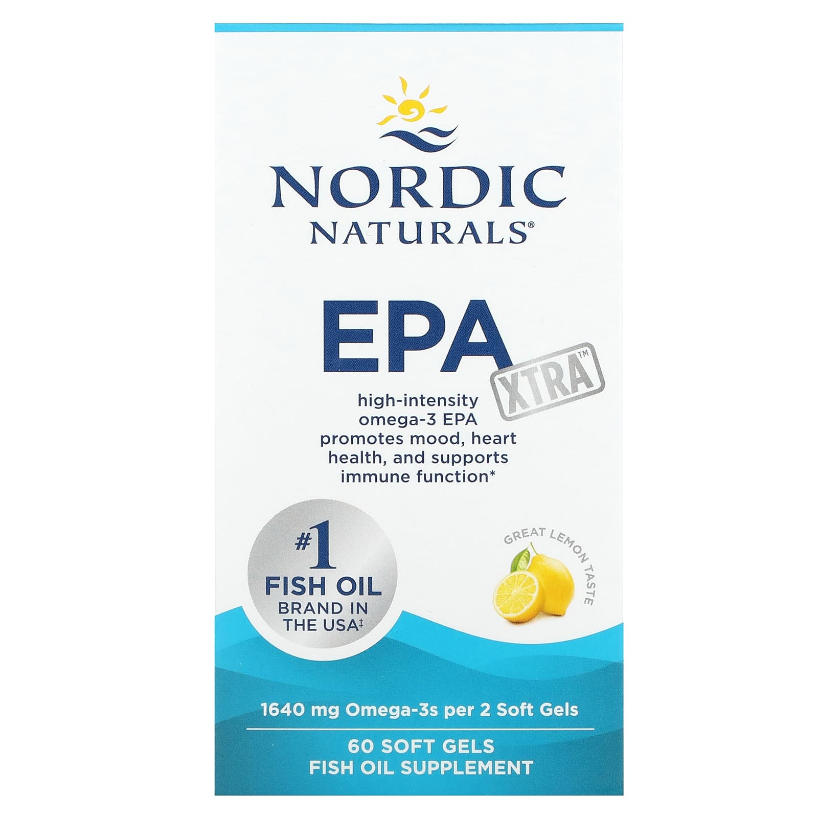 EPA Nordic Naturals Xtra, вкус Great Lemon, 60 мягких капсул