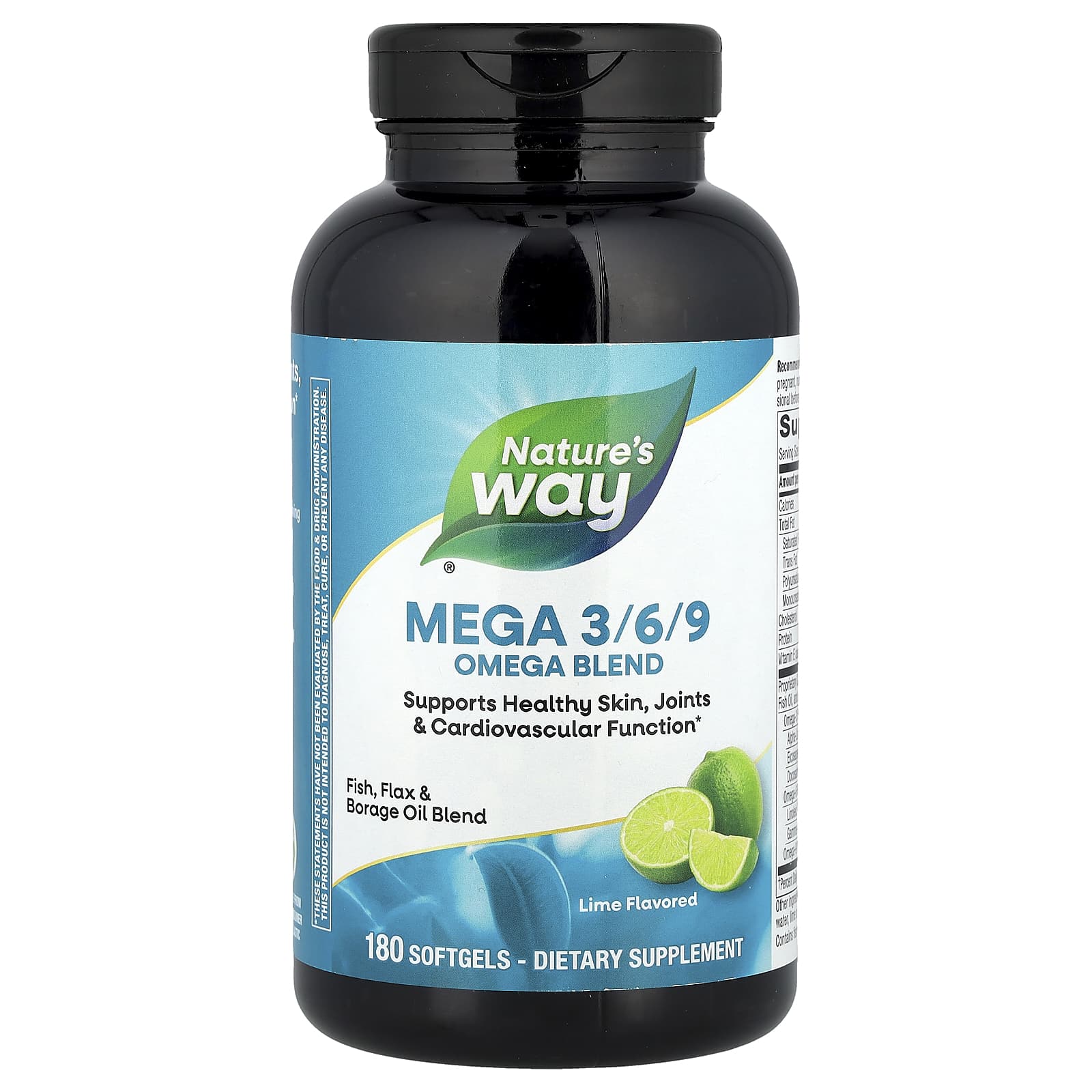 Омега-комплекс Nature's Way Mega 3/6/9, вкус Lime, 180 мягких капсул