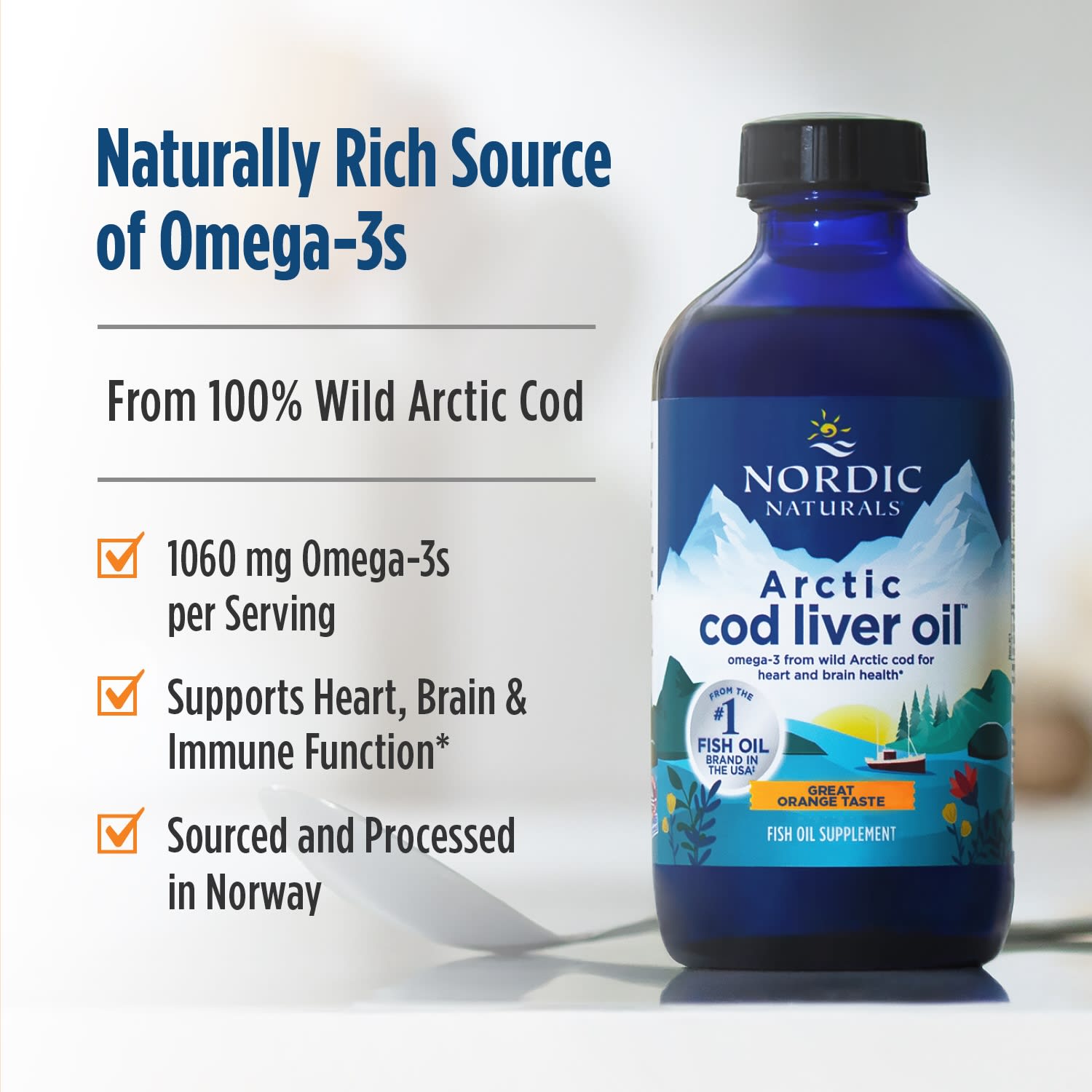 Масло печени трески Nordic Naturals Arctic™, вкус Orange, 473 мл
