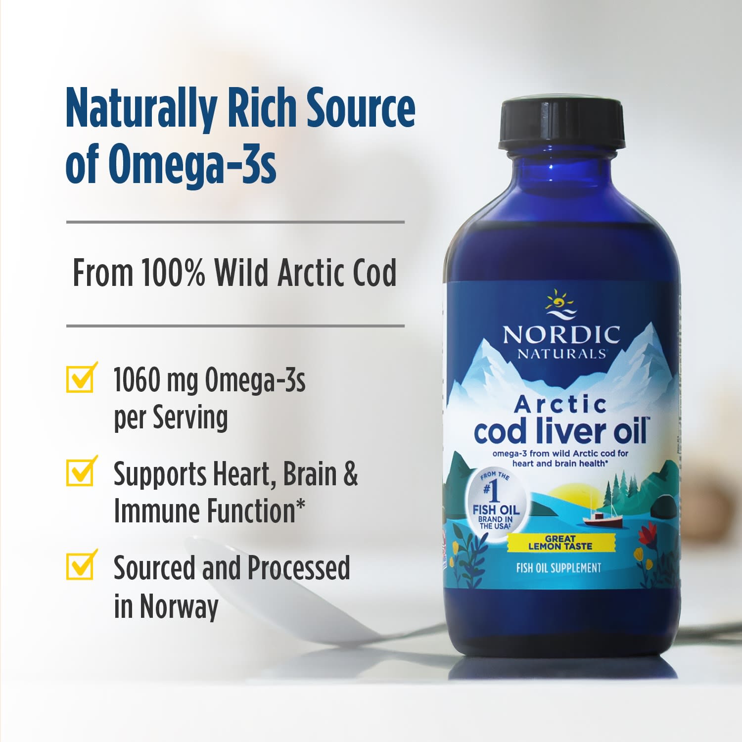 Масло печени трески Nordic Naturals Arctic™, вкус Lemon, 237 мл
