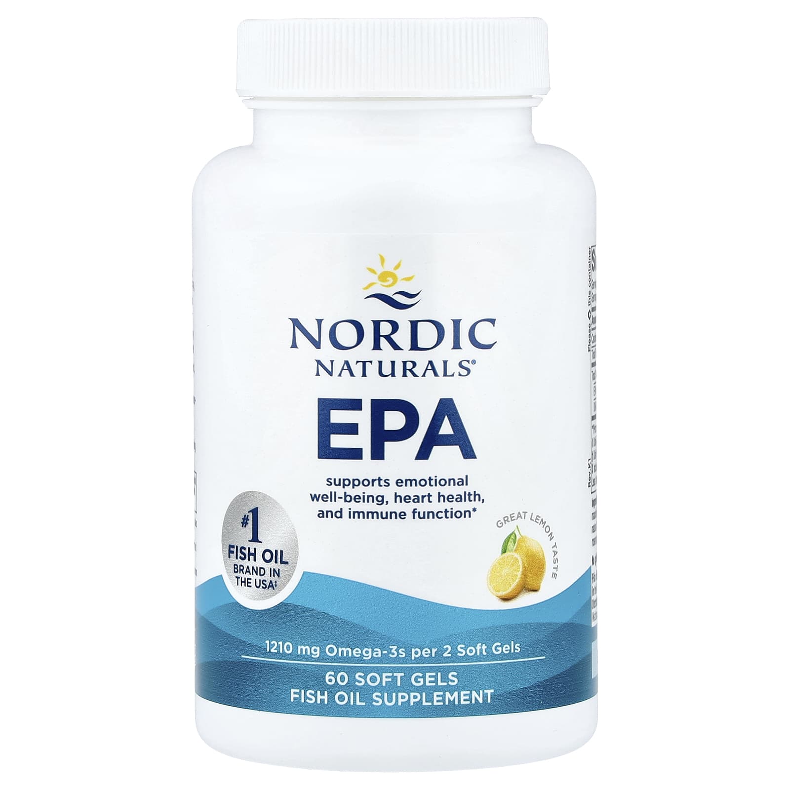 EPA Nordic Naturals, вкус Lemon, 60 мягких капсул