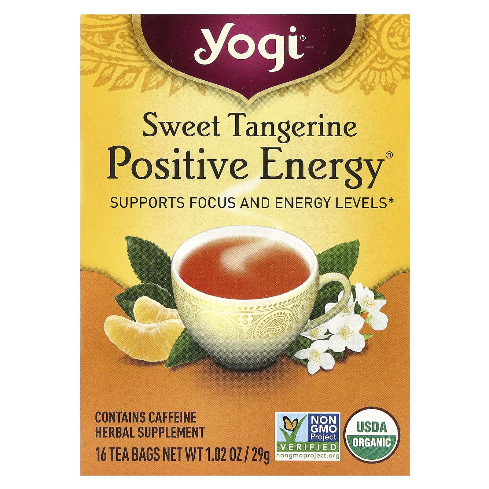 Чай Yogi Tea Positive Energy® Sweet Tangerine, оттенок 16 Tea Bags, 29 г, чайные пакетики — фото 2