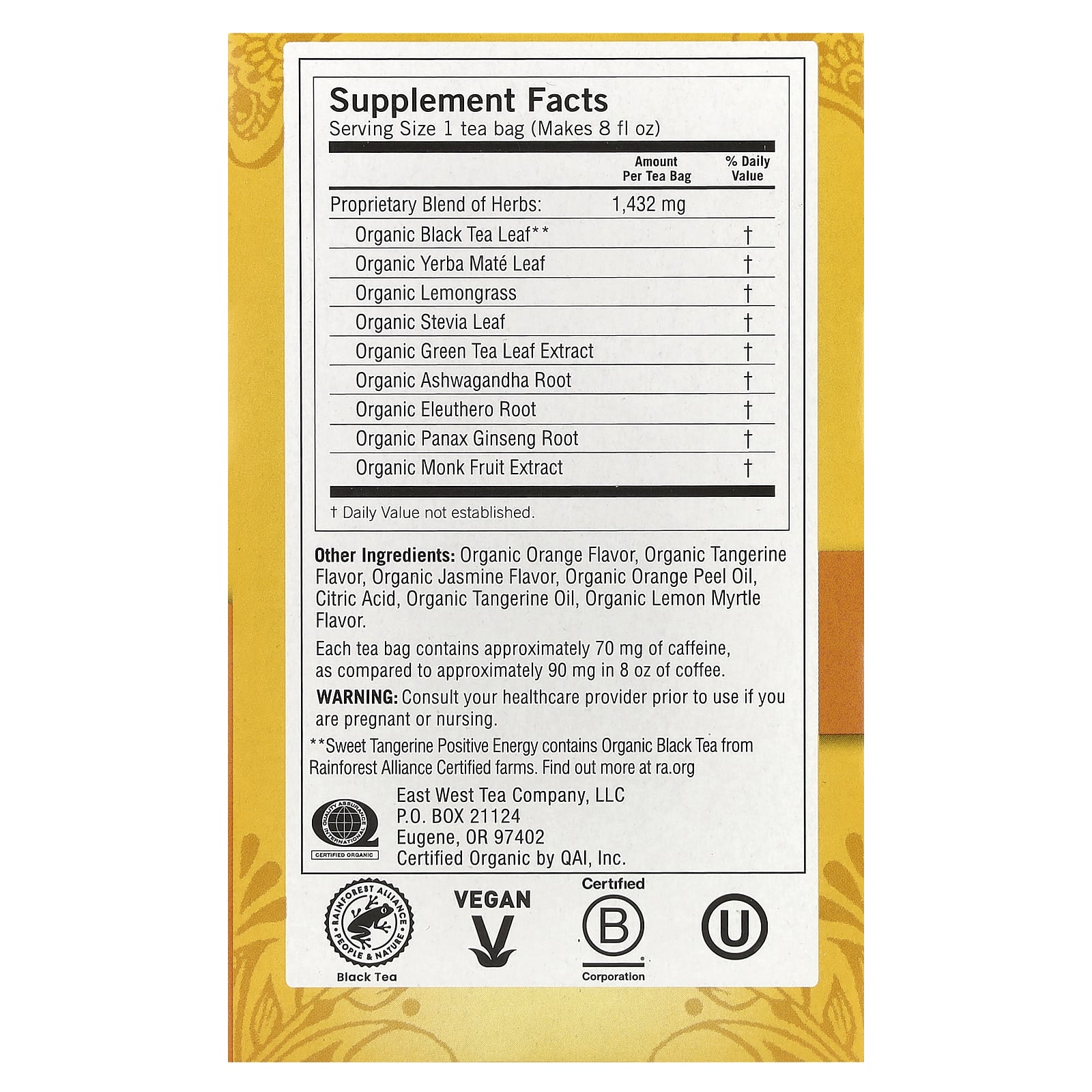 Чай Yogi Tea Positive Energy® Sweet Tangerine, оттенок 16 Tea Bags, 29 г, чайные пакетики — фото 3