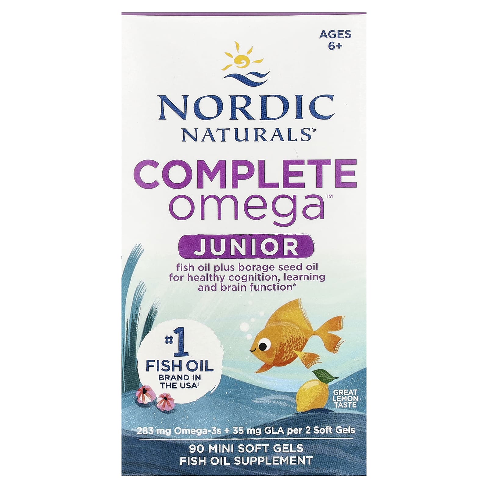 Омега-комплекс Nordic Naturals™ Junior, вкус Lemon, для детей от 6 лет, 90 мягких капсул — фото 2