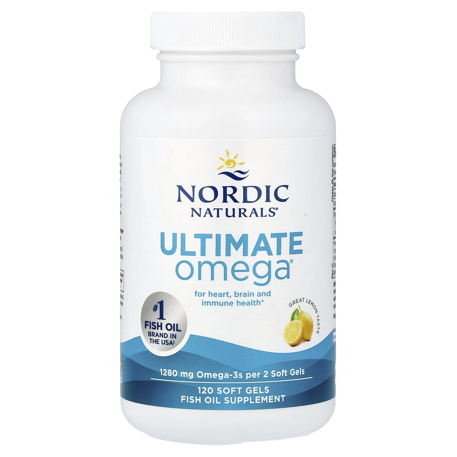 Омега-3 Ultimate Omega Nordic Naturals®, вкус Great Lemon, 640 мг, 120 мягких капсул