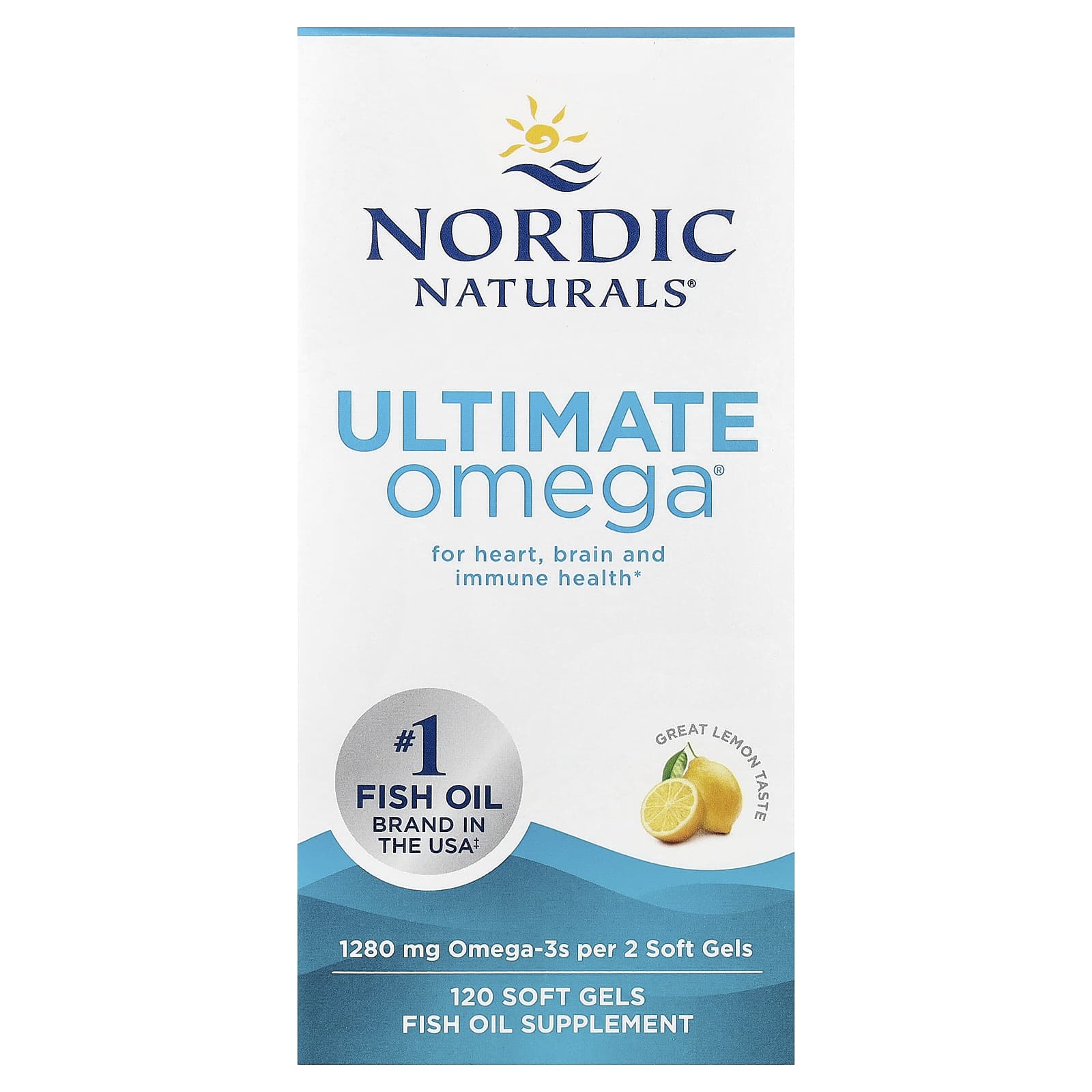 Омега-3 Ultimate Omega Nordic Naturals®, вкус Great Lemon, 640 мг, 120 мягких капсул — фото 2