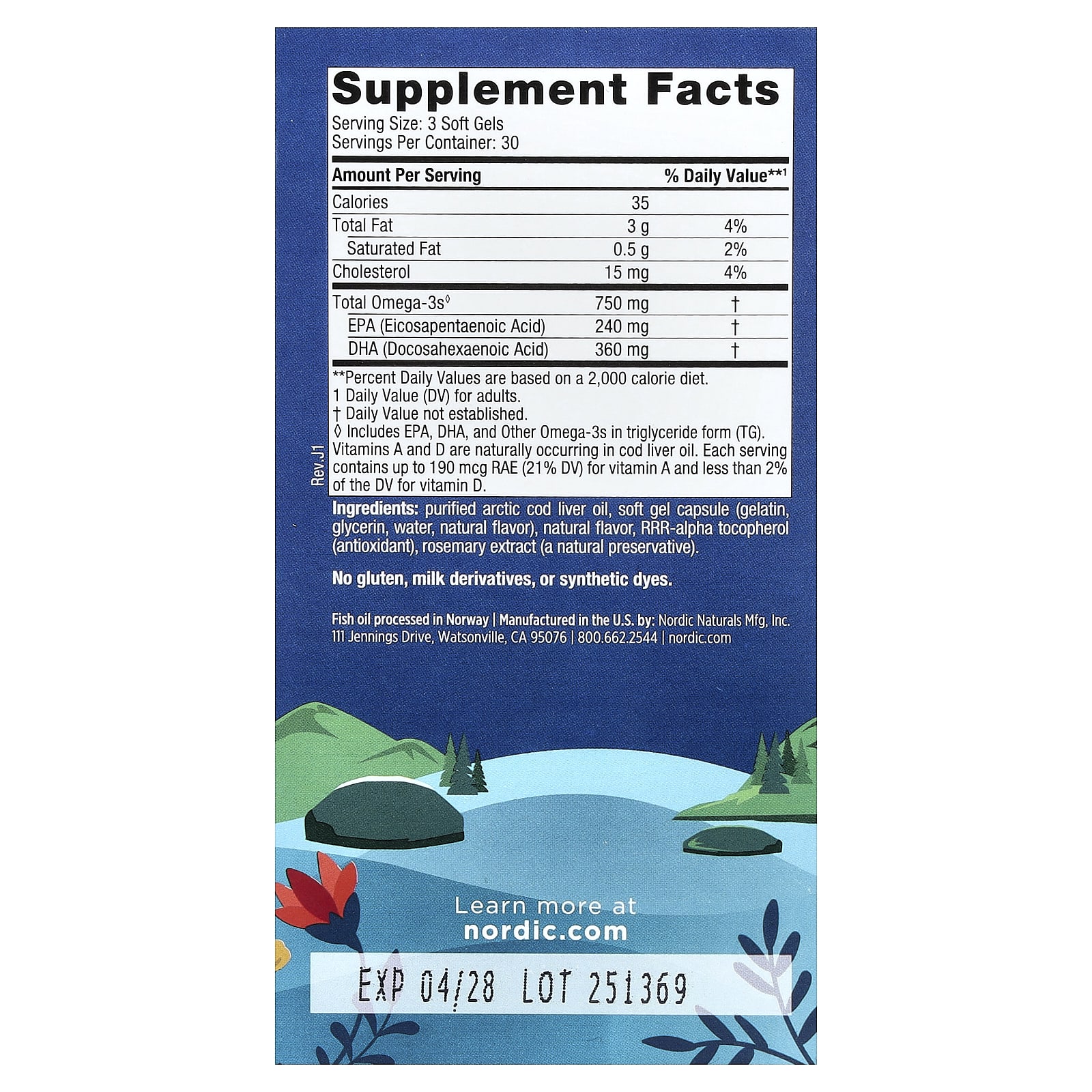 Масло печени трески Nordic Naturals Arctic™, вкус Lemon, 90 мягких капсул — фото 3