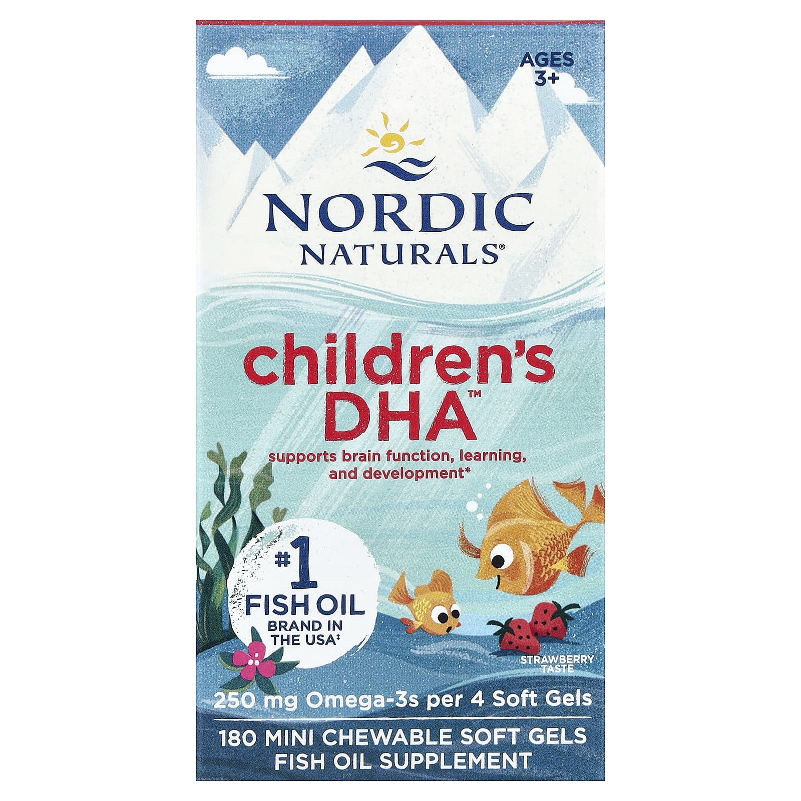 Детский Nordic Naturals DHA™ 180 Mini Chewable Soft Gels, вкус Strawberry, для детей от 3 лет, мягкие капсулы — фото 2
