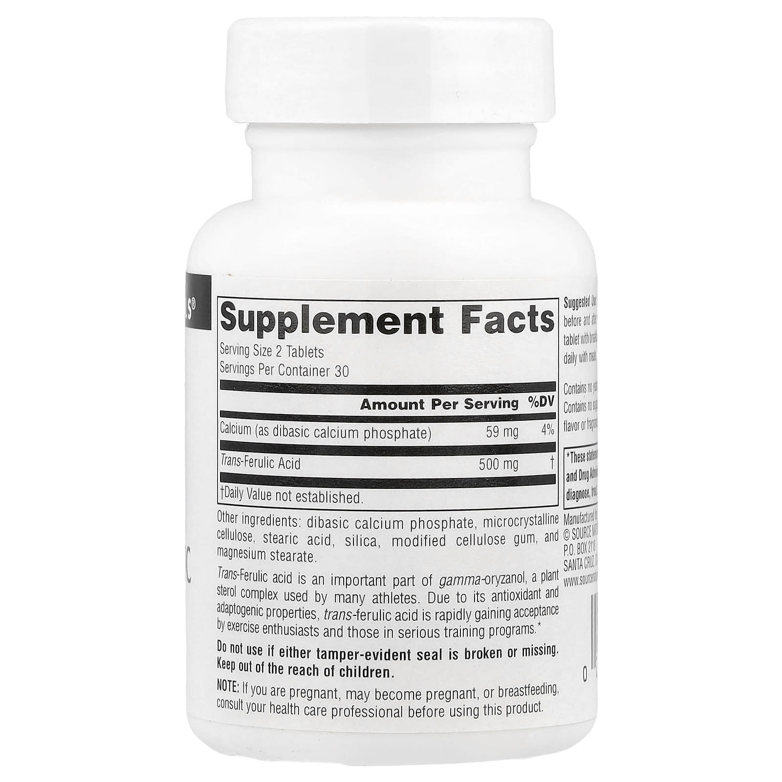 Феруловая кислота Source Naturals Athletic Series Trans-Ferulic Acid, 60 таблеток — фото 2
