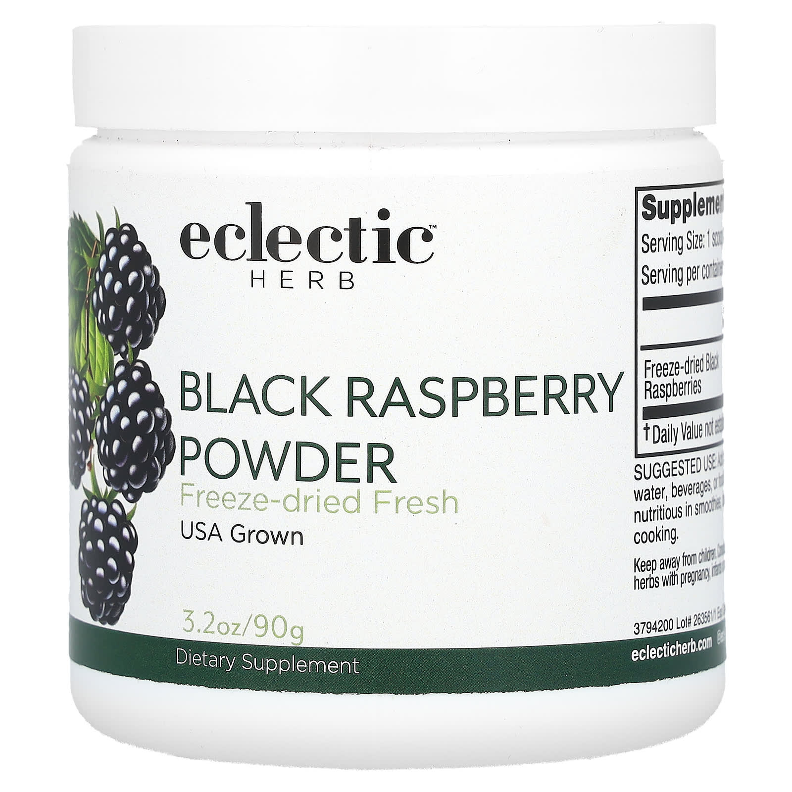 Чёрная малина Eclectic Herb, вкус Black Raspberry Powder, 90 г, порошок