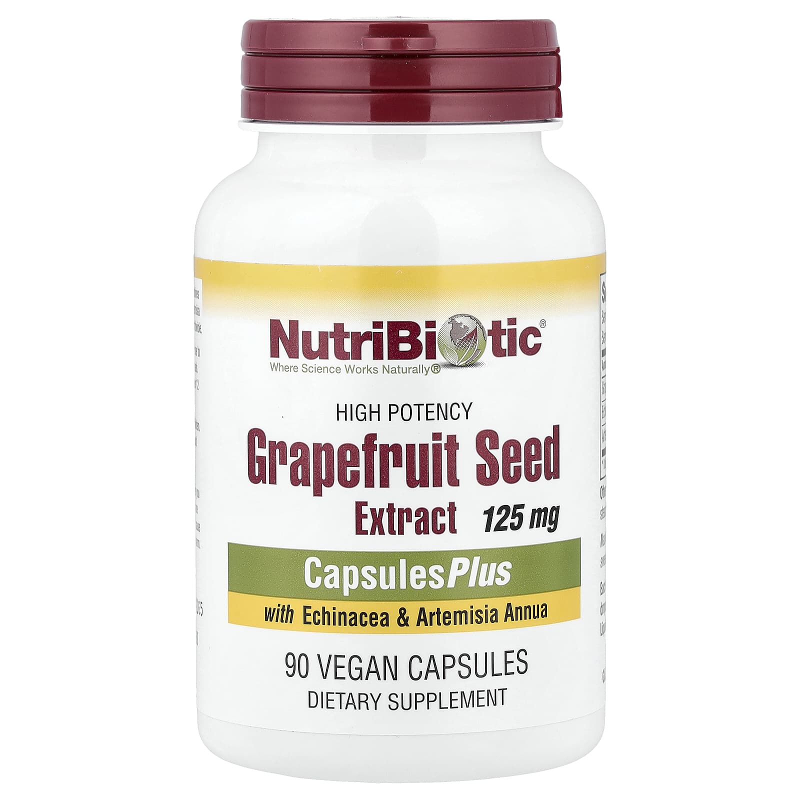 Экстракт семян грейпфрута NutriBiotic, вкус Grapefruit Seed Extract, 125 мг, 90 растительных капсул