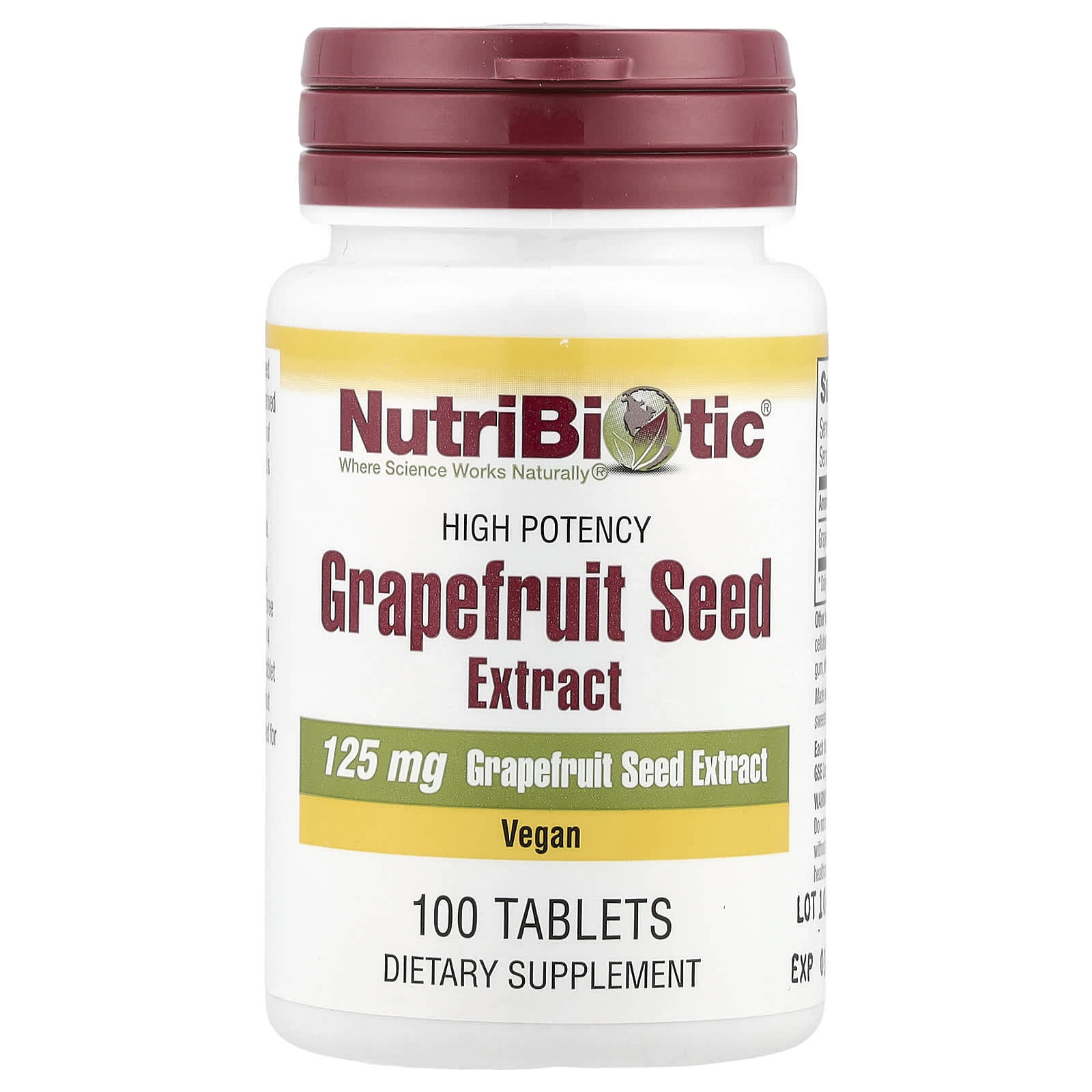 Экстракт семян грейпфрута NutriBiotic High Potency, вкус Grapefruit Seed Extract, 125 мг, 100 таблеток