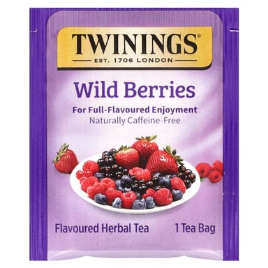 Чай Twinings Flavored Herbal Wild Berries Caffeine Free, оттенок 20 Tea Bags, 40 г, чайные пакетики