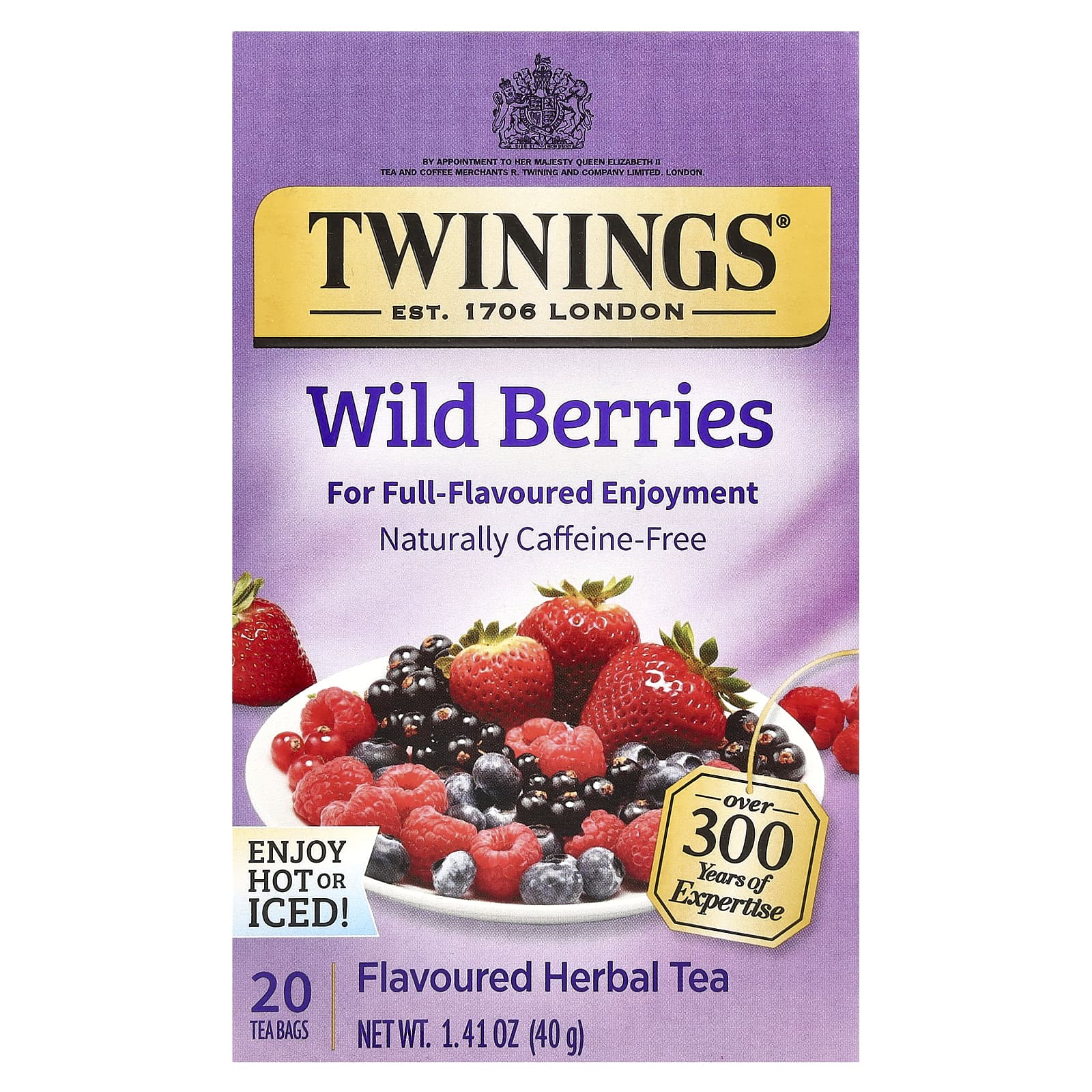 Чай Twinings Flavored Herbal Wild Berries Caffeine Free, оттенок 20 Tea Bags, 40 г, чайные пакетики — фото 3