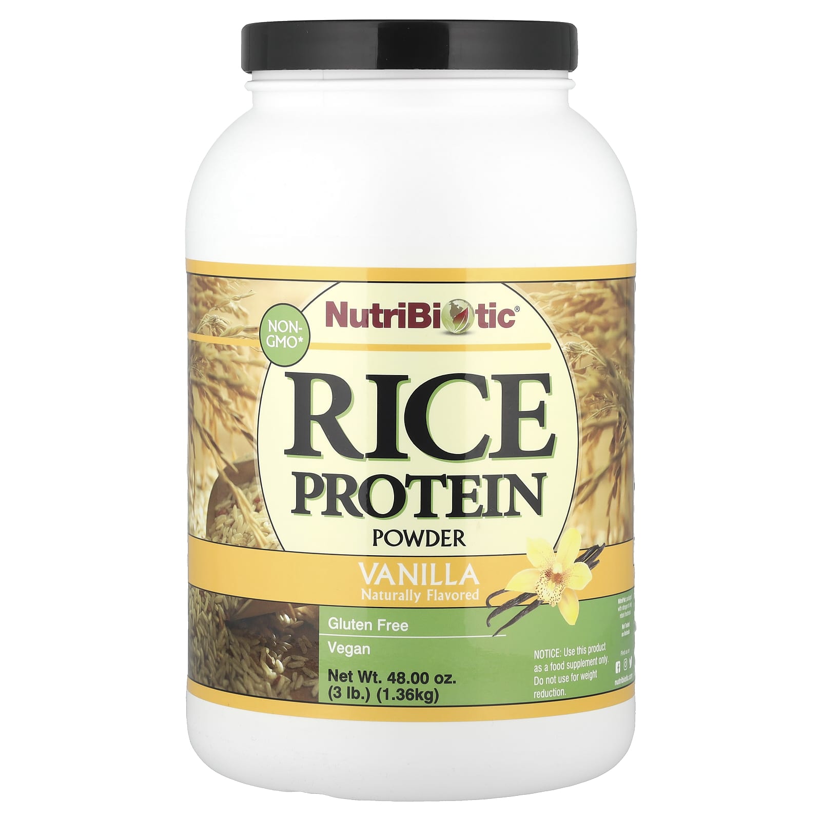 Протеиновый порошок NutriBiotic Rice, вкус Vanilla, 1.36 кг