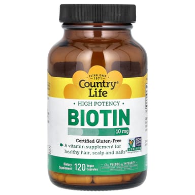 Биотин Country Life High Potency, 10 мг, 120 растительных капсул