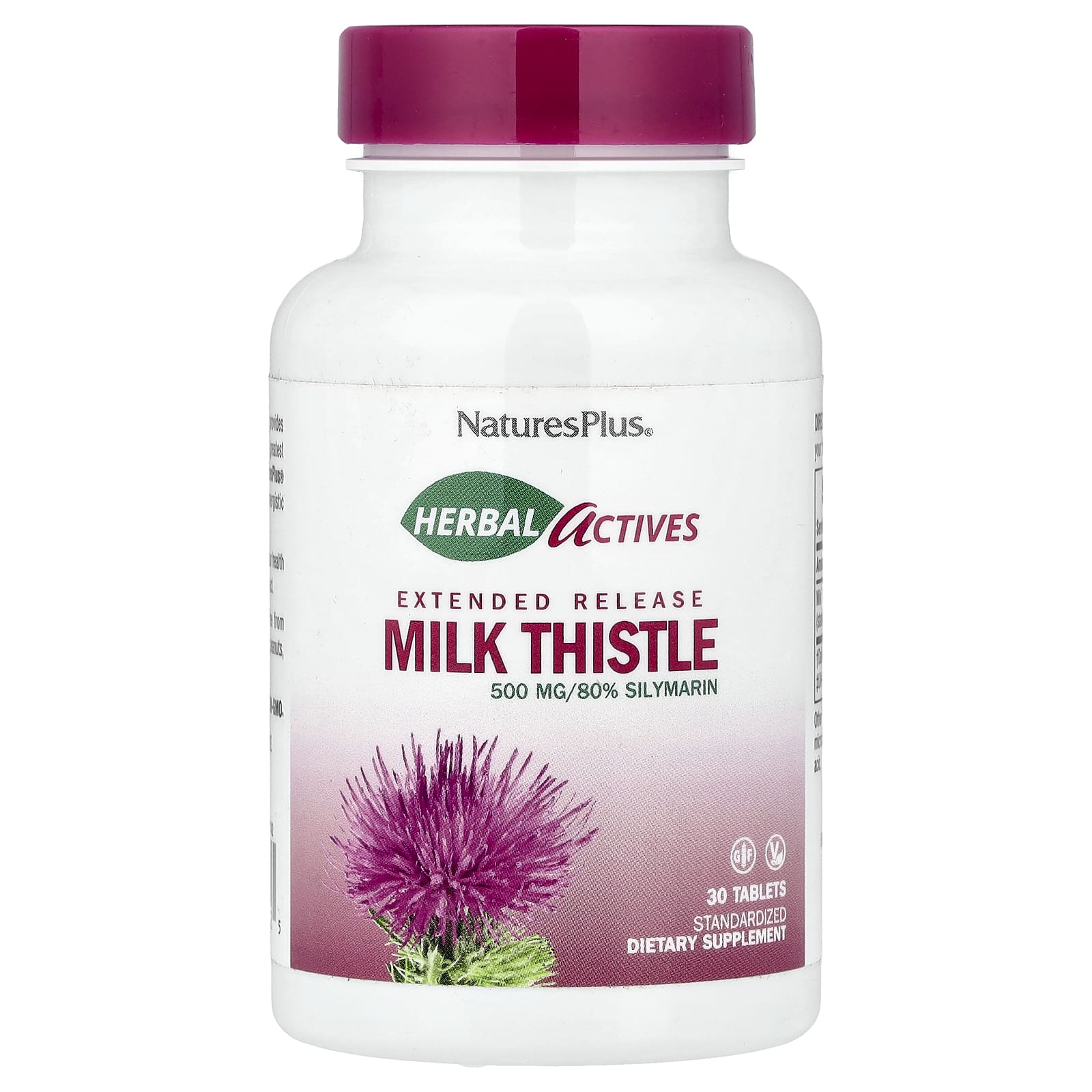Расторопша NaturesPlus Herbal Actives Extended Release, 500 мг, 30 таблеток