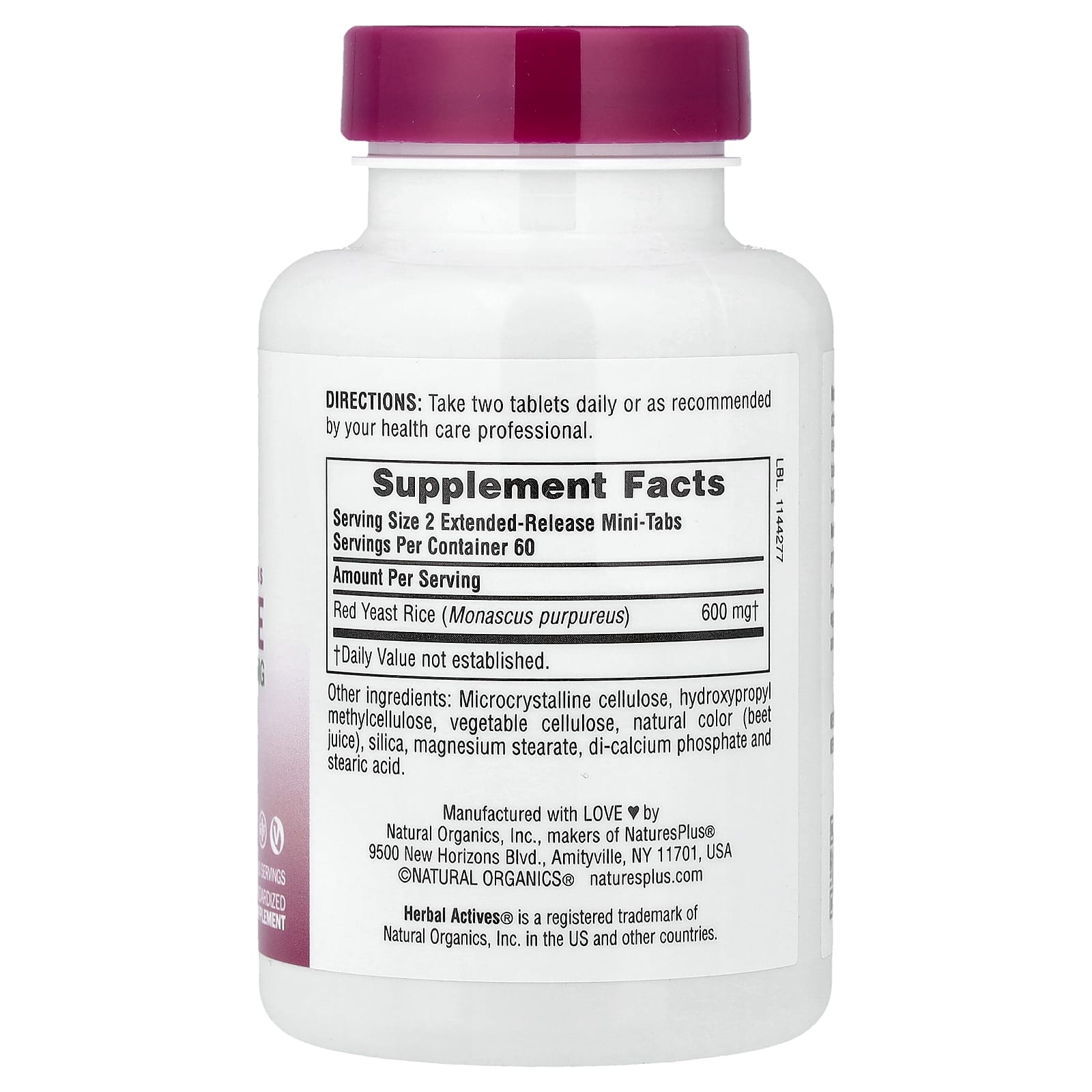 Рис NaturesPlus Herbal Actives Red Yeast, 300 мг — фото 2