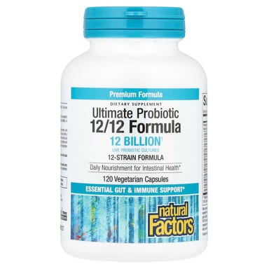 Пробиотик Natural Factors Ultimate 12 Billion CFU, оттенок 12/12 Formula, 120 растительных капсул