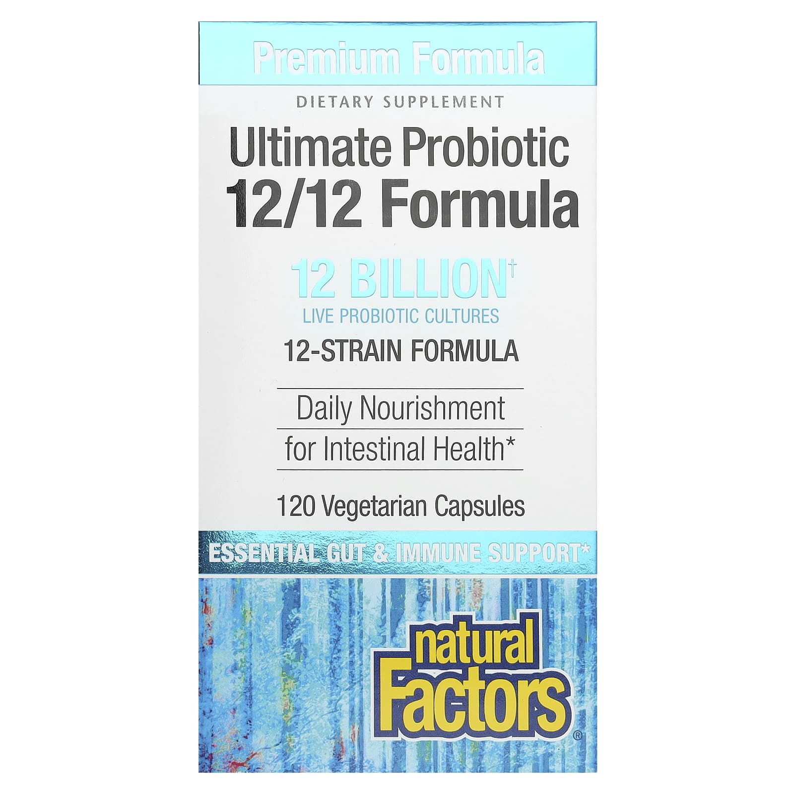 Пробиотик Natural Factors Ultimate 12 Billion CFU, оттенок 12/12 Formula, 120 растительных капсул — фото 2