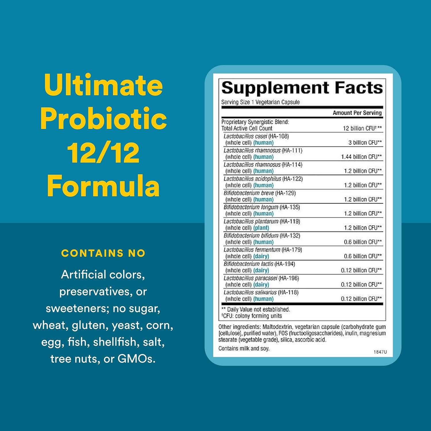 Пробиотик Natural Factors Ultimate 12 Billion CFU, оттенок 12/12 Formula, 120 растительных капсул — фото 4