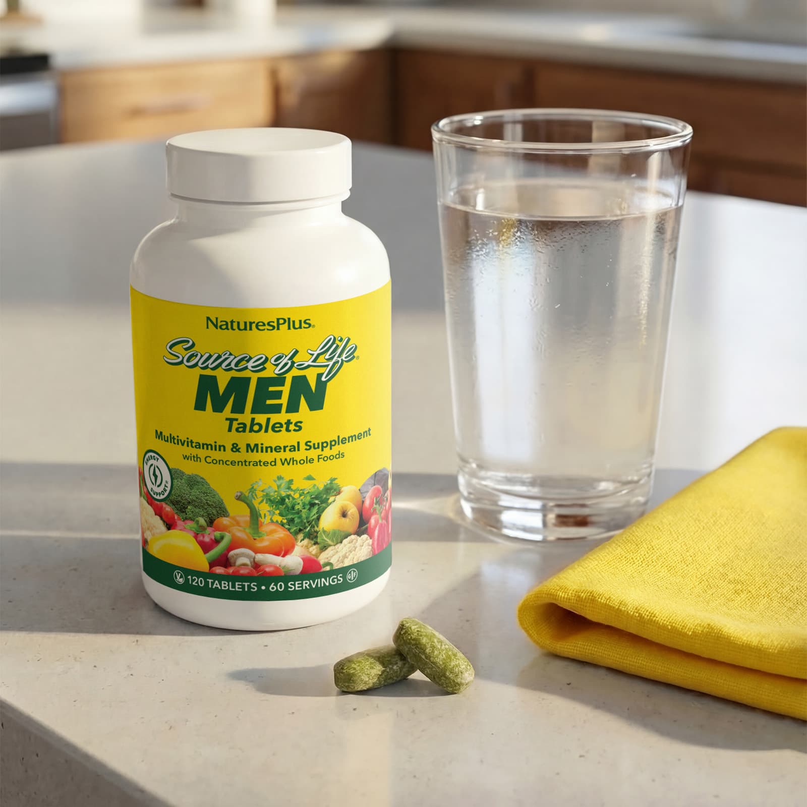 Мультивитаминно-минеральный комплекс NaturesPlus Source of Life Men Supplement with Concentrated Whole Foods Iron-Free, 120 таблеток — фото 6