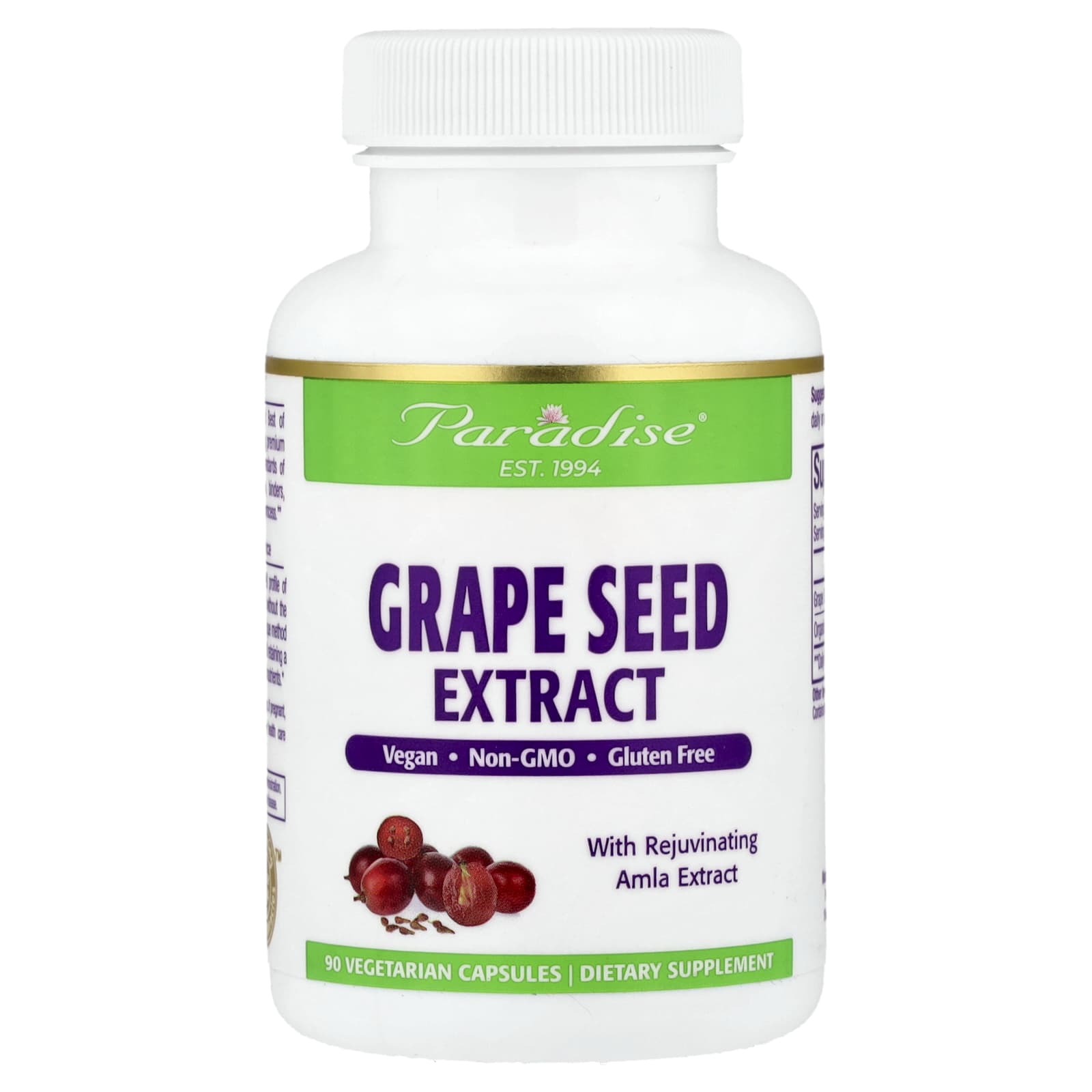 Экстракт виноградных косточек Paradise Herbs, вкус Grape Seed Extract, 90 растительных капсул