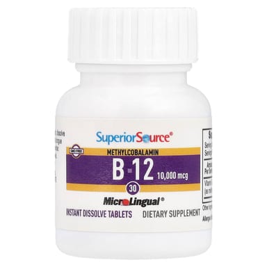 Метил B12 Superior Source B-, 10000 мкг, 30 быстрорастворимых таблеток MicroLingual