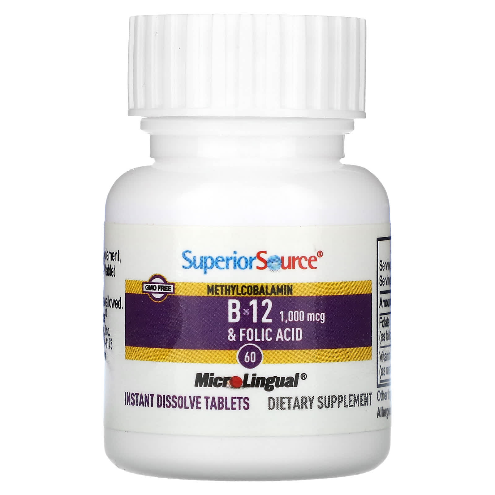Метил B12 Superior Source B-12 Folic Acid 60, таблетки