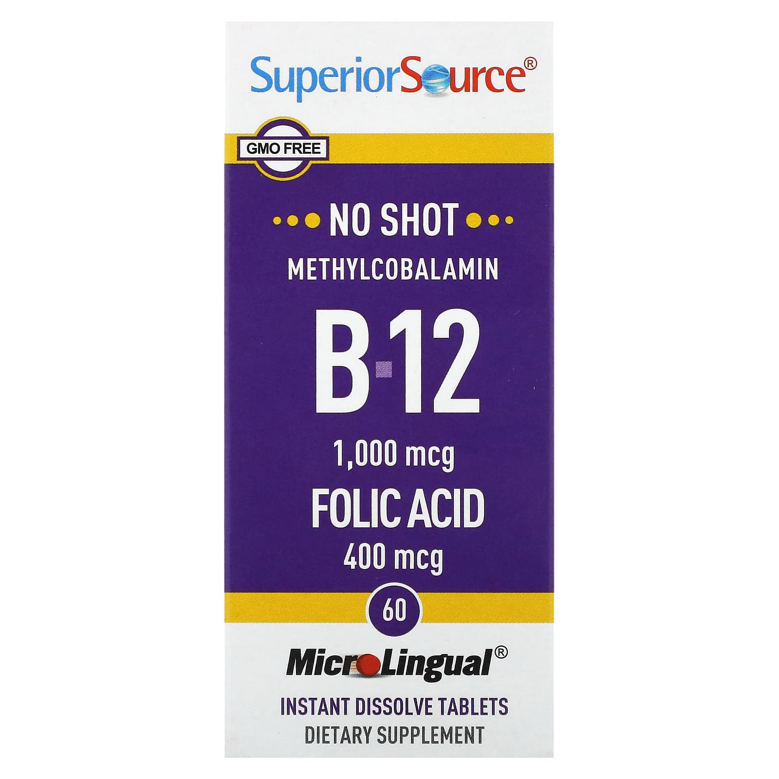 Метил B12 Superior Source B-12 Folic Acid 60, таблетки — фото 2