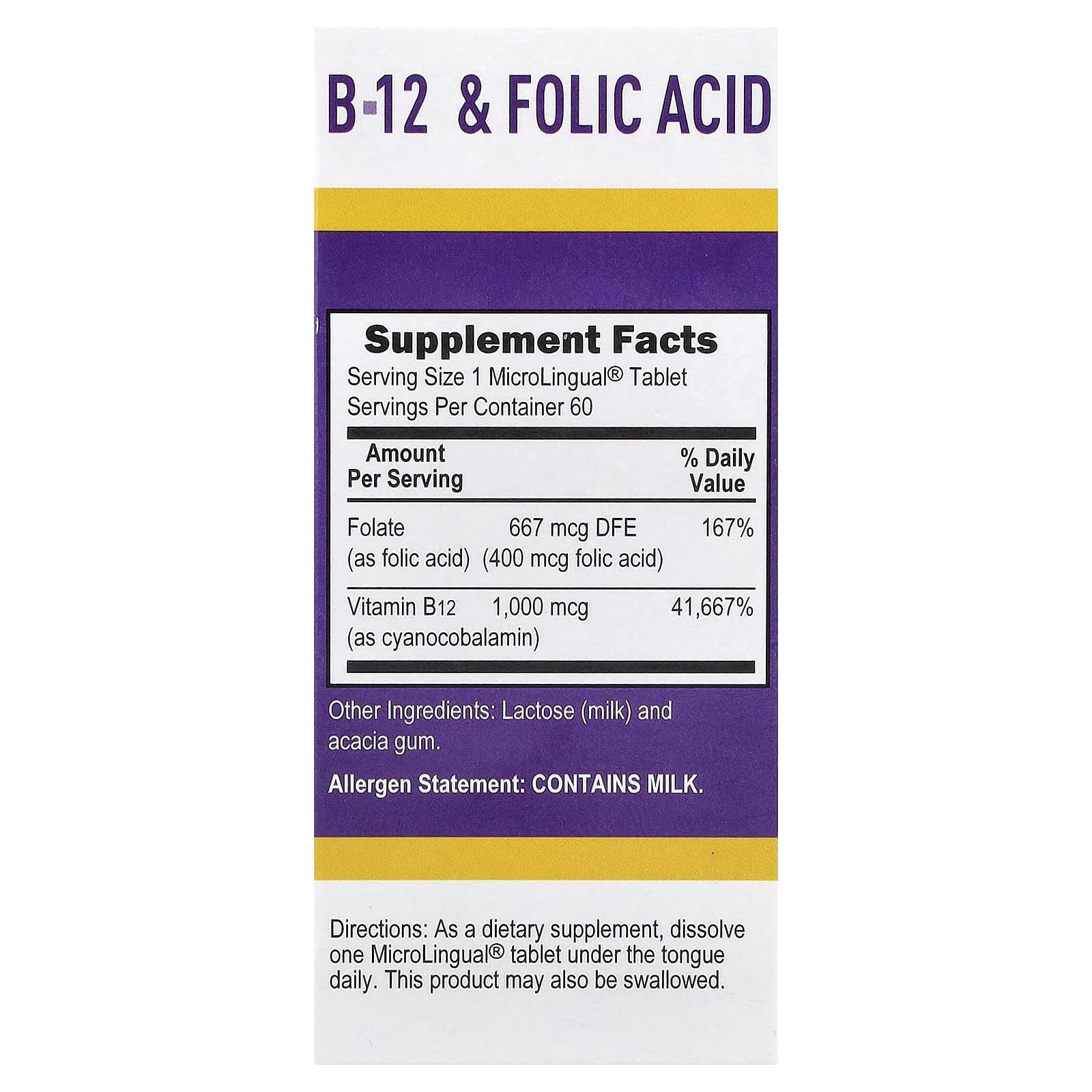 Цианокобаламин B12 Superior Source & Folic Acid, 60 быстрорастворимых таблеток MicroLingual — фото 3