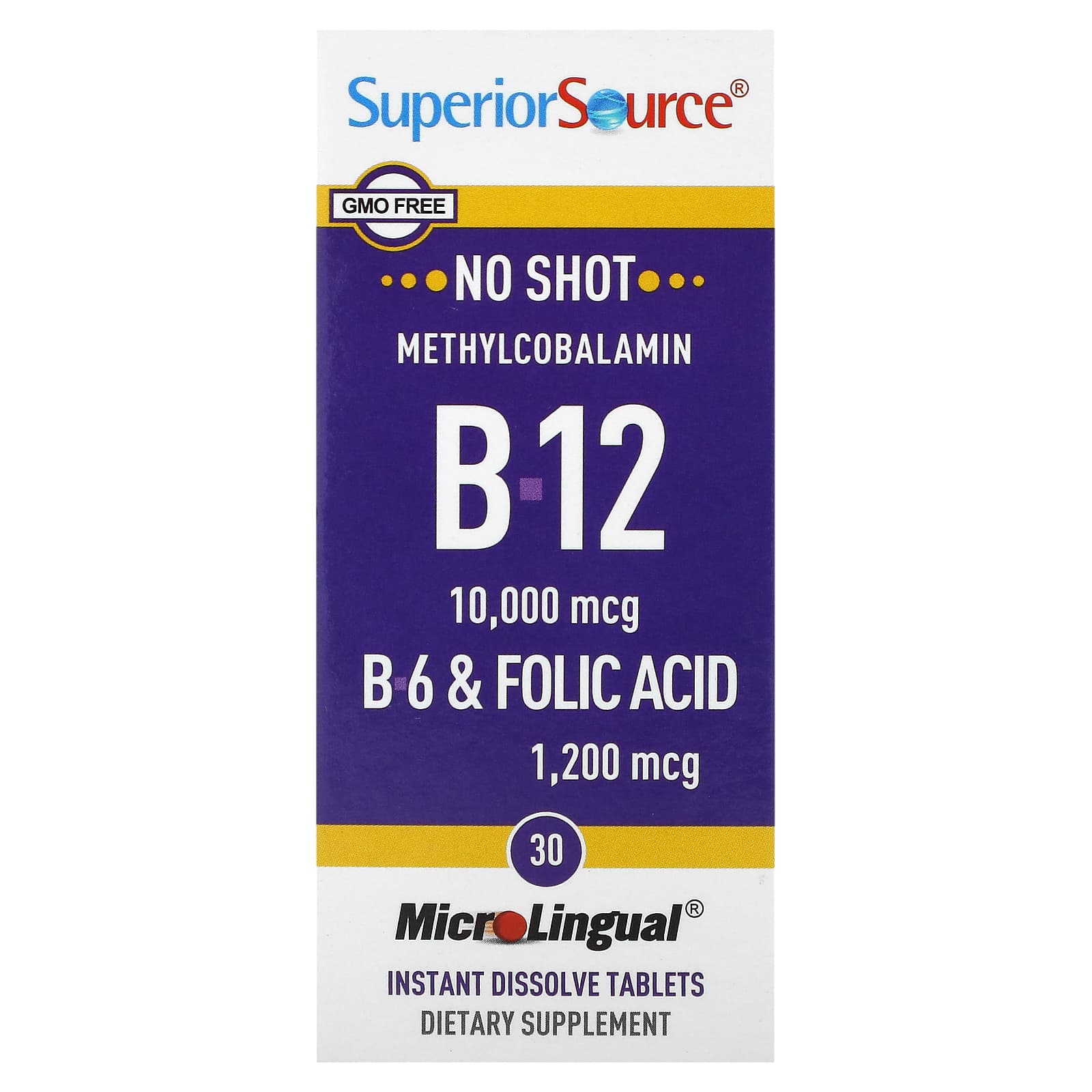 Метил B12 Superior Source B-12 B-6 & Folic Acid, 30 быстрорастворимых таблеток MicroLingual — фото 2