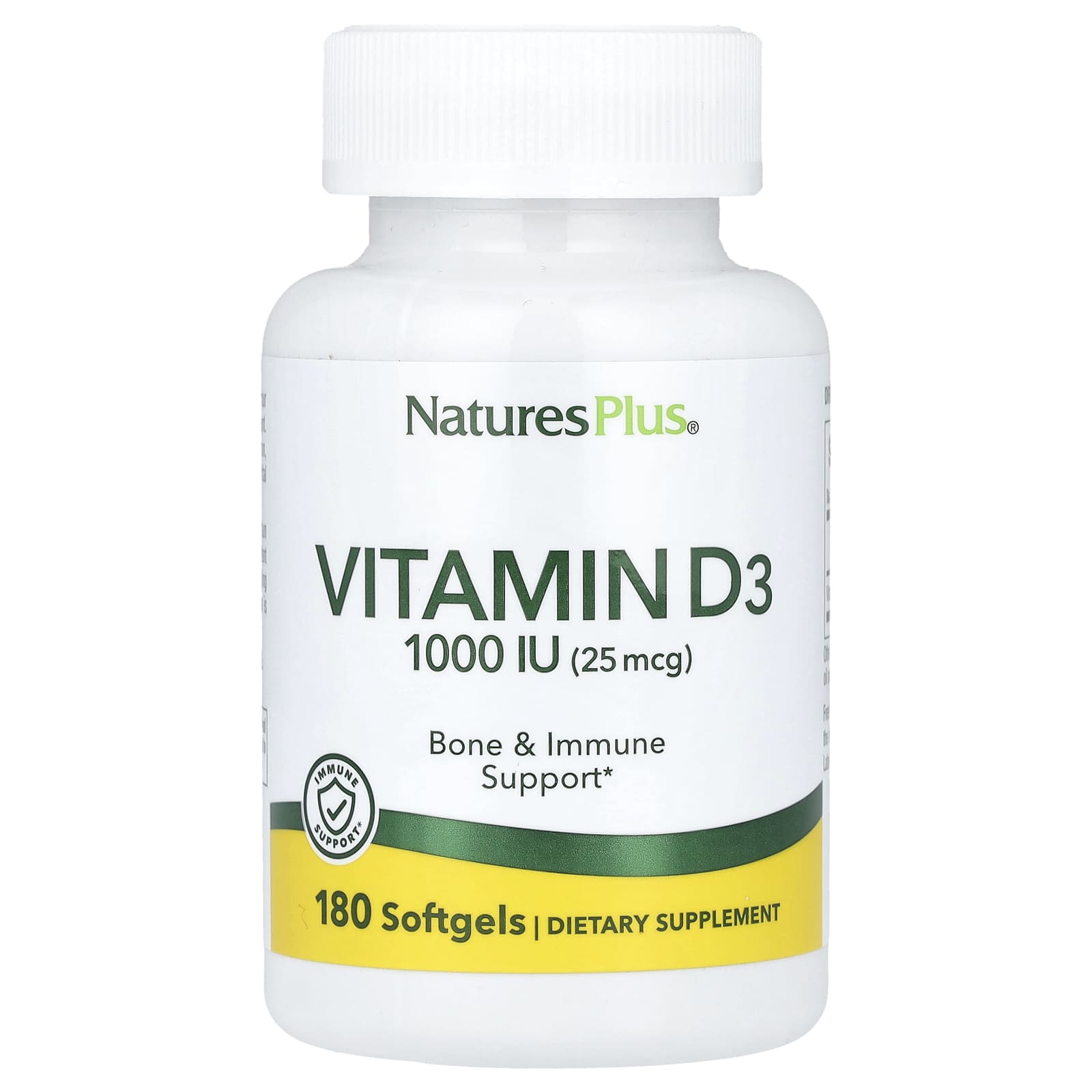Витамин D3 NaturesPlus, 25 мкг (1000 МЕ), 180 мягких капсул