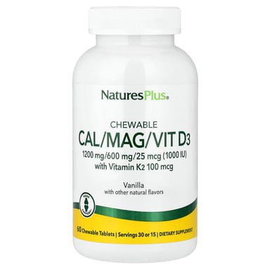 Витамин D3 NaturesPlus Chewable Cal/Mag/Vit with Vitamin K2, вкус Vanilla, 60 жевательных таблеток