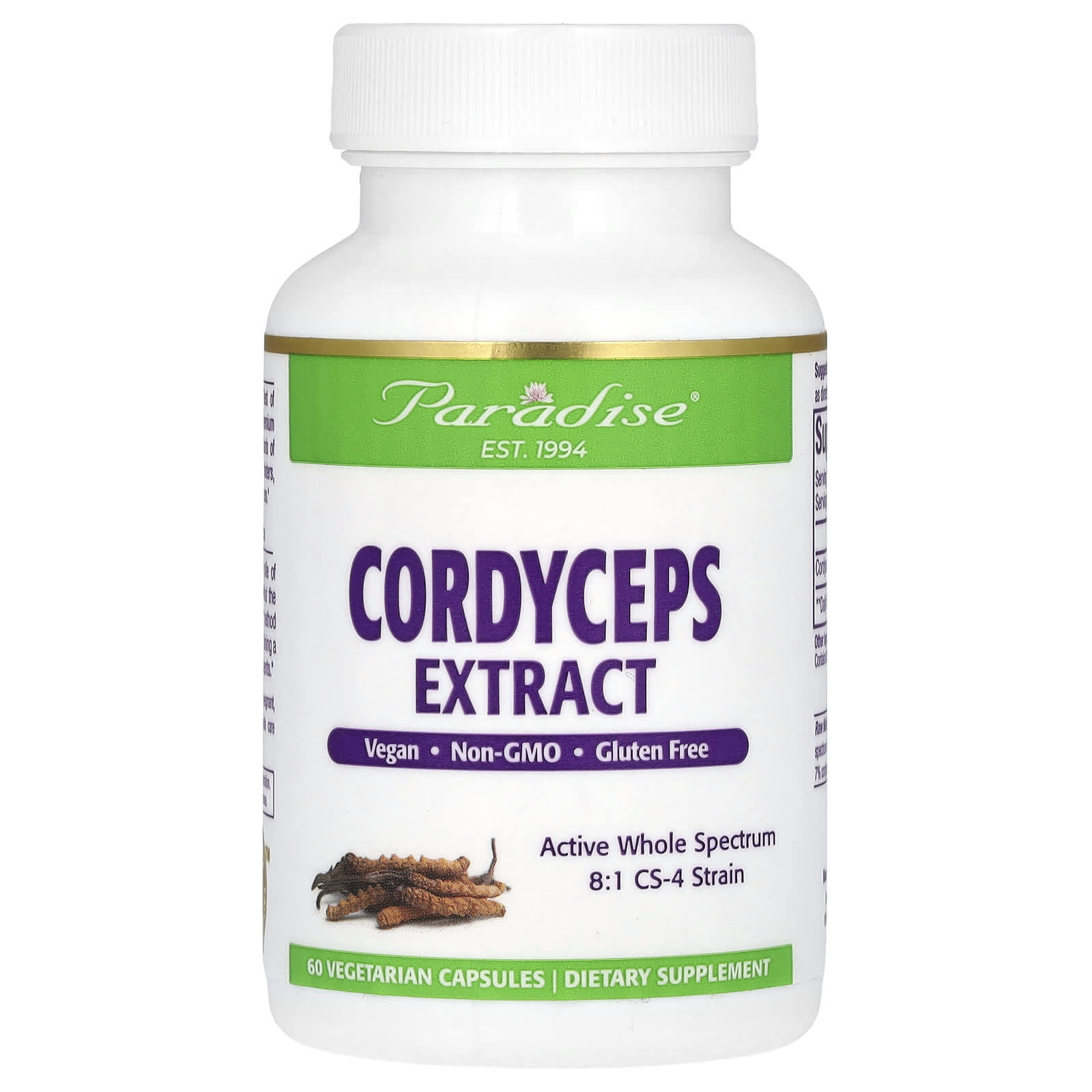 Кордицепс Paradise Herbs Extract, 400 мг, 60 растительных капсул