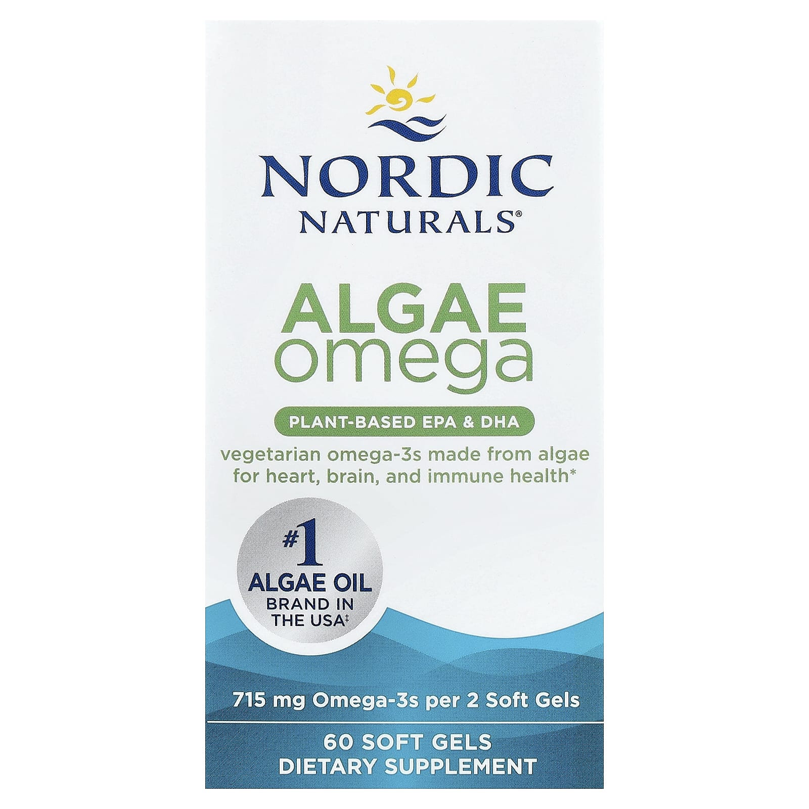 Гель Nordic Naturals Algae Omega, 357.5 мг, 60 мягких капсул — фото 2