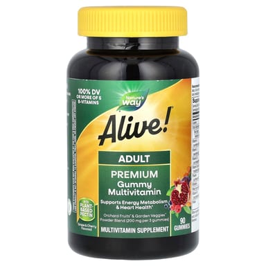 Мультивитамины Nature's Way Alive! Adult Premium Grape and Cherry, 90 жевательных пастилок