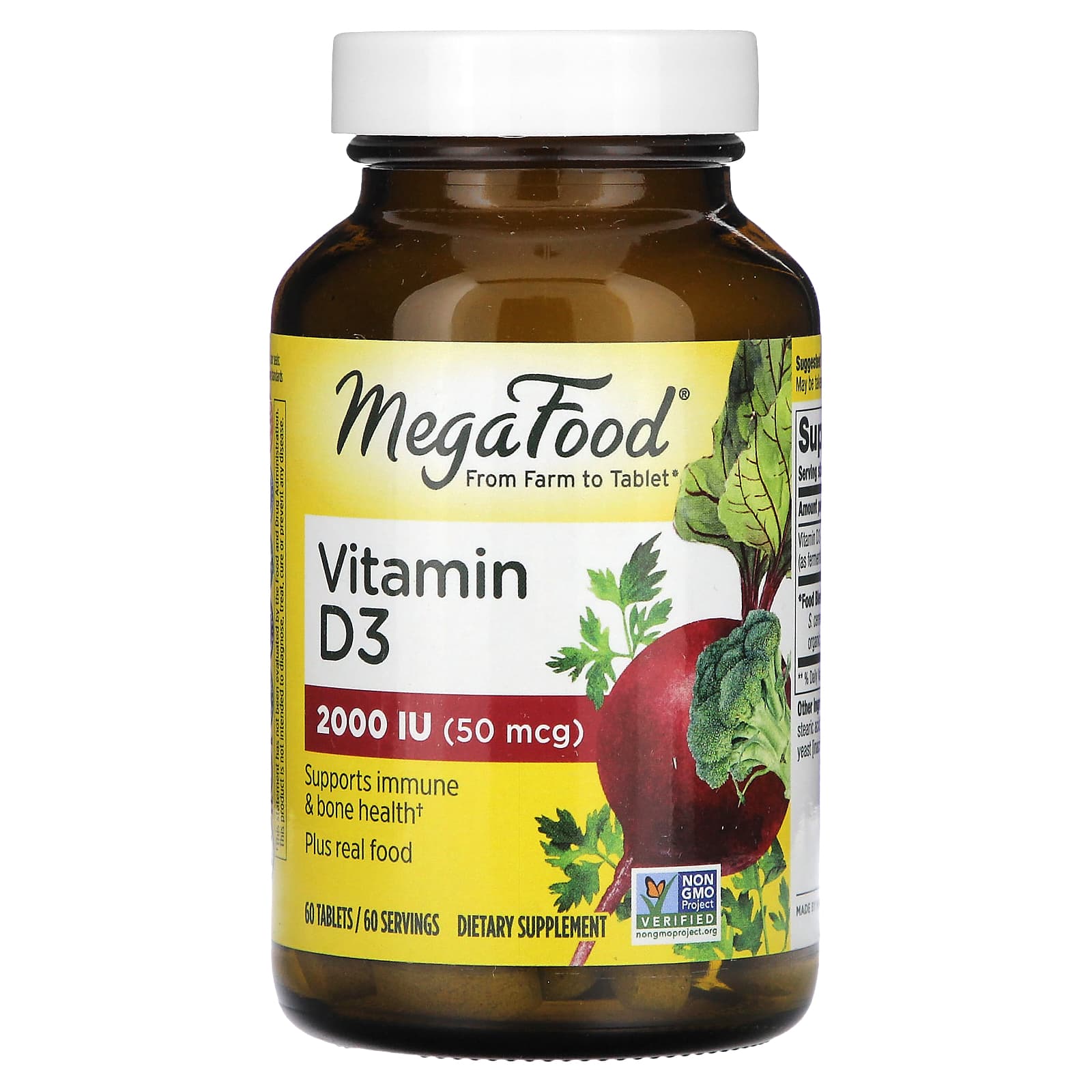 Витамин D3 MegaFood, 50 мкг (2000 МЕ), 60 таблеток