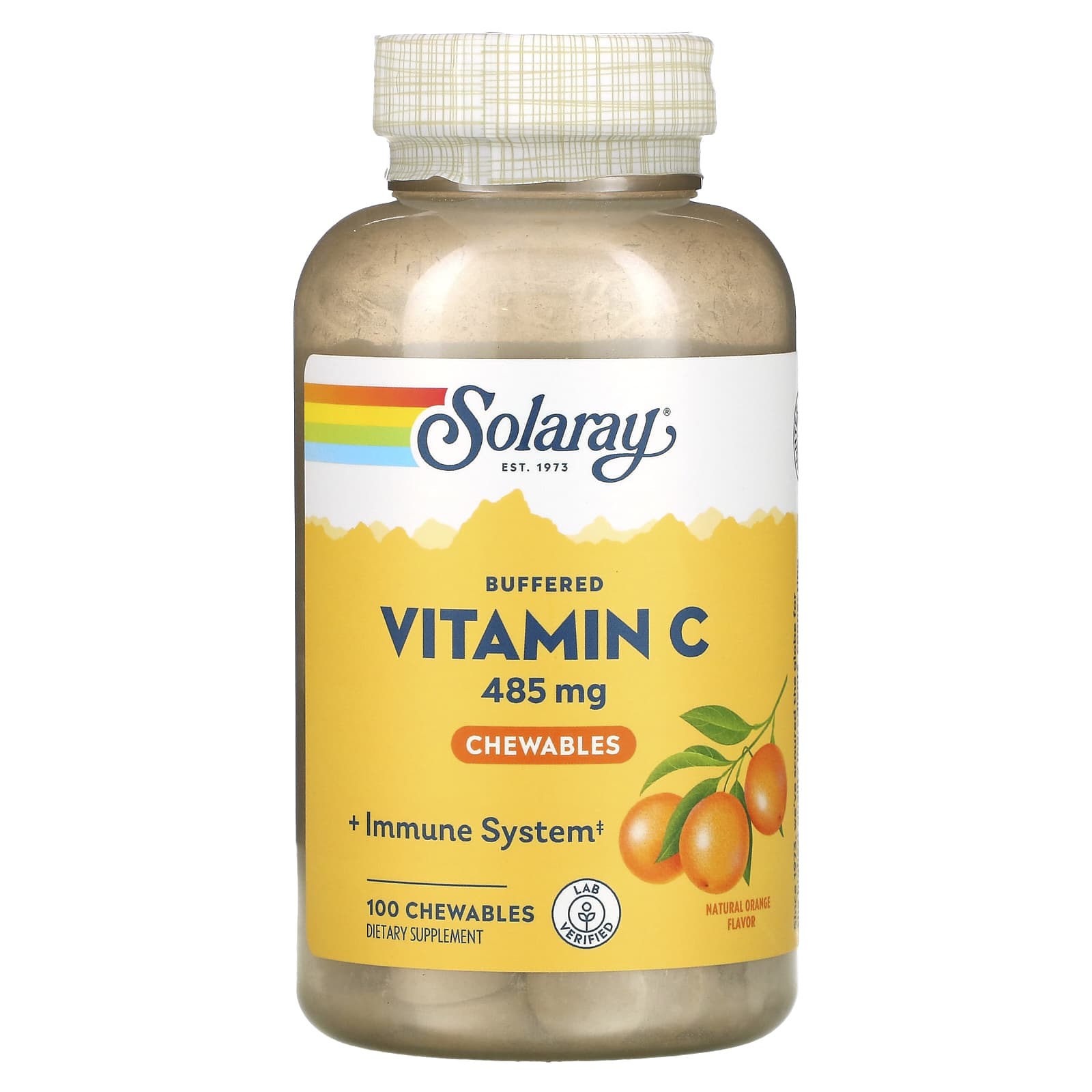 Витамин C Solaray Buffered Chewable Natural Orange, 485 мг
