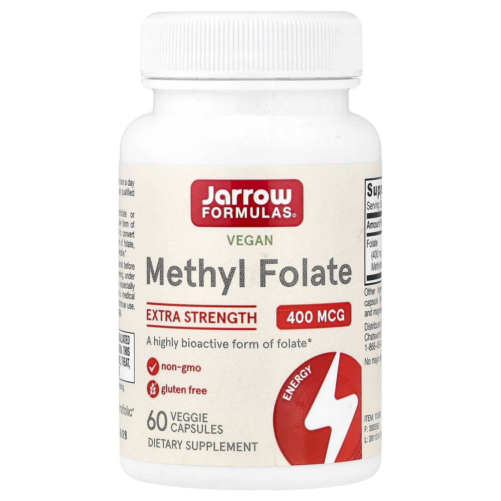 Фолат Jarrow Formulas Vegan Methyl, 400 мкг, 60 растительных капсул — фото 6