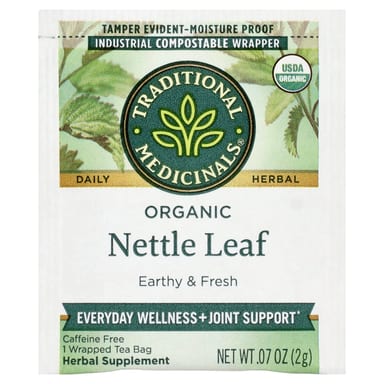 Чай Traditional Medicinals Organic Nettle Leaf Caffeine Free, 16 чайных пакетиков в индивидуальной упаковке, 32 г, чайные пакетики
